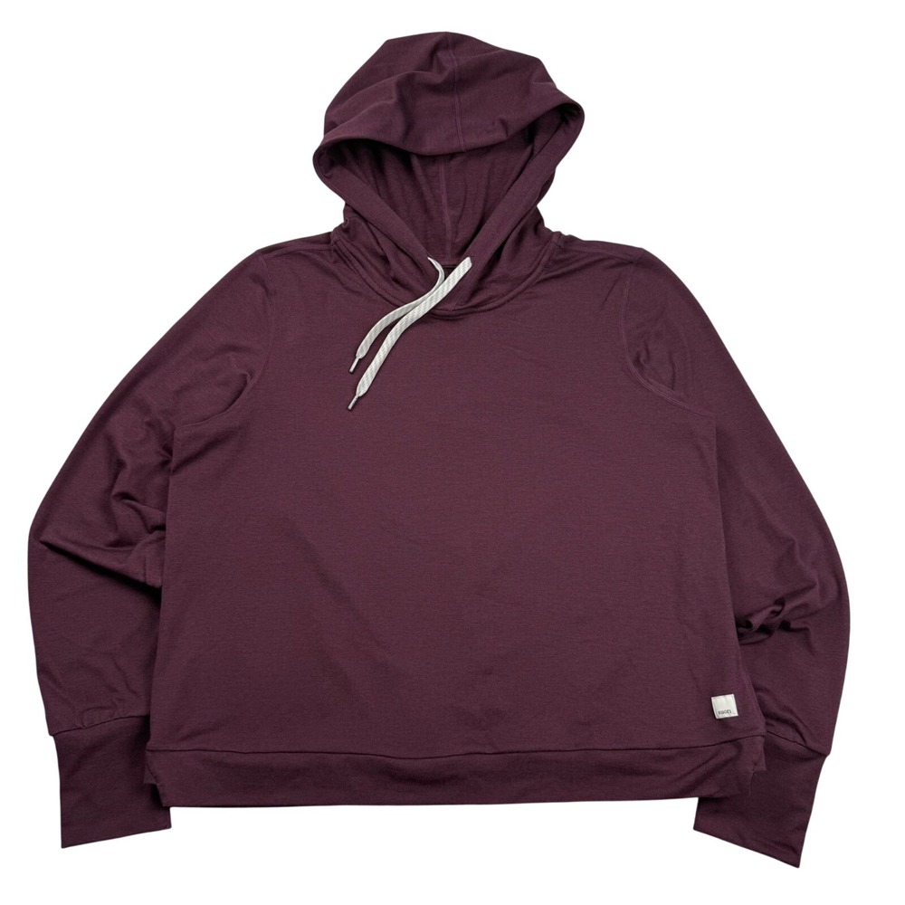 Vuori Halo Essential Hoodie Dark Berry Plum DreamKnit Pullover Sweatshirt L